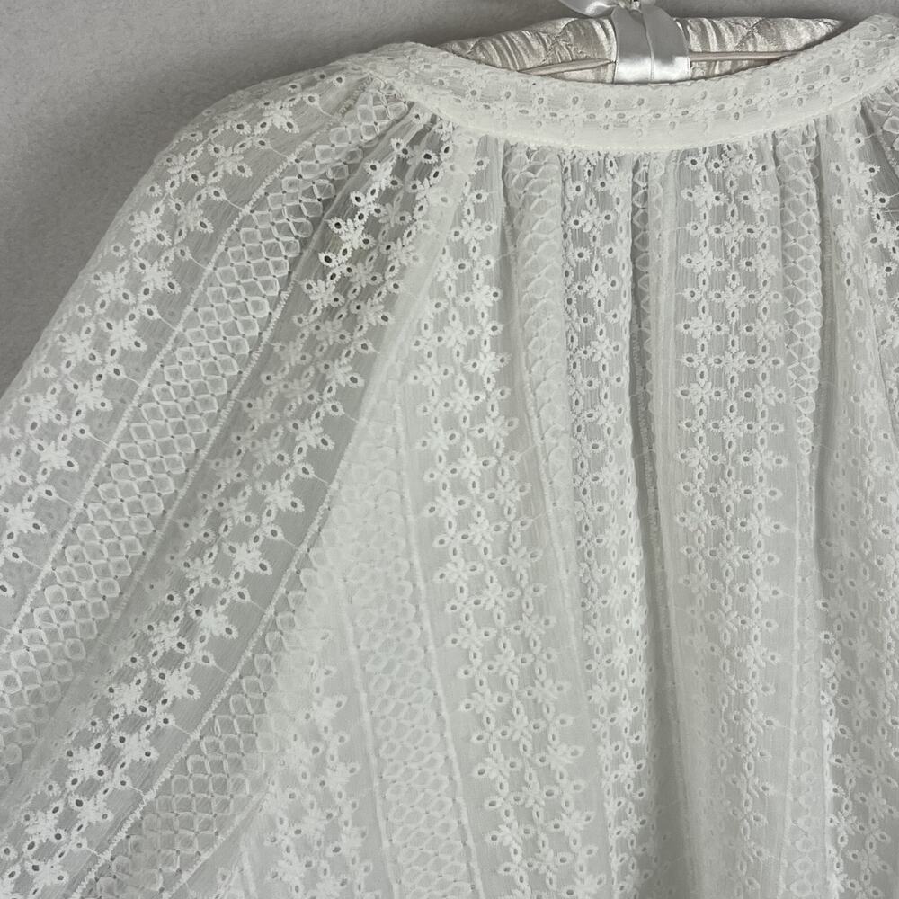 Supply & Demand Womens Size L White Eyelet Lace Long Sleeve Blouse Top Oversized - Picture 6 of 14